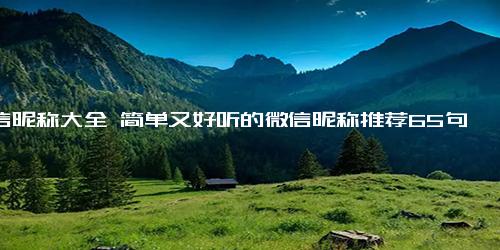 微信昵称大全 简单又好听的微信昵称推荐65句